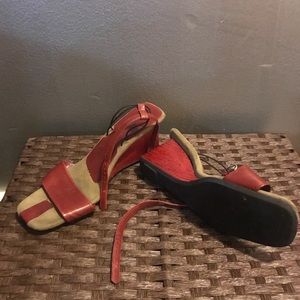 Red leather Italian sandals